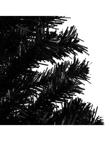 Albero di Natale Preilluminato con Palline Nero 180 cm PVC