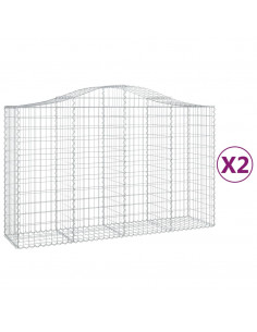 Cesti Gabbioni ad Arco 2 pz 200x50x120/140 cm Ferro Zincato 2
