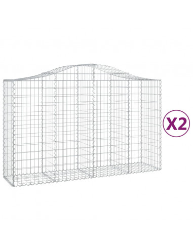 Cesti Gabbioni ad Arco 2 pz 200x50x120/140 cm Ferro Zincato