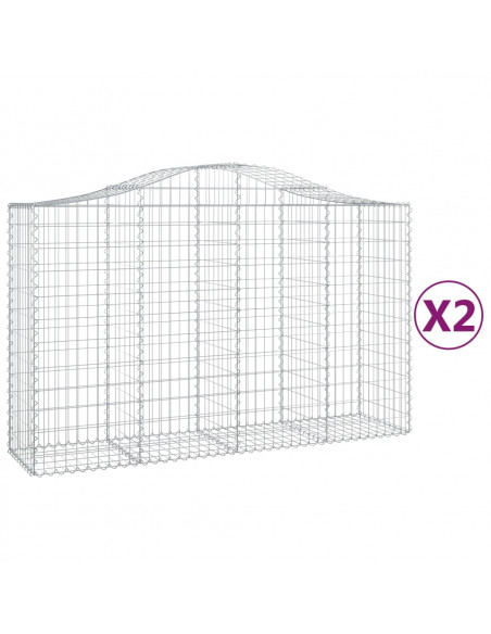 Cesti Gabbioni ad Arco 2 pz 200x50x120/140 cm Ferro Zincato