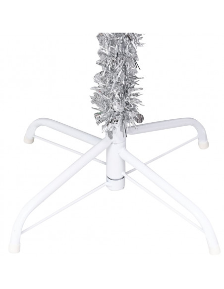 Albero di Natale Preilluminato con Palline Argento 210 cm PET