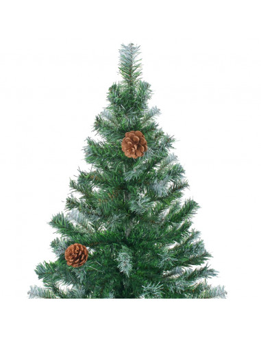 Albero di Natale Satinato Preiluminato Palline e Pigne 150 cm