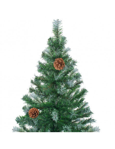 Albero di Natale Satinato Preiluminato Palline e Pigne 150 cm