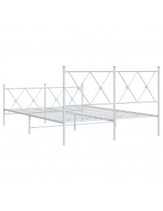 Giroletto con Testiera e Pediera Metallo Bianco 137x190 cm