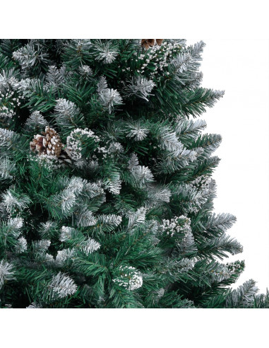 Albero di Natale Artificiale con LED e Set di Palline e Pigne 210 cm