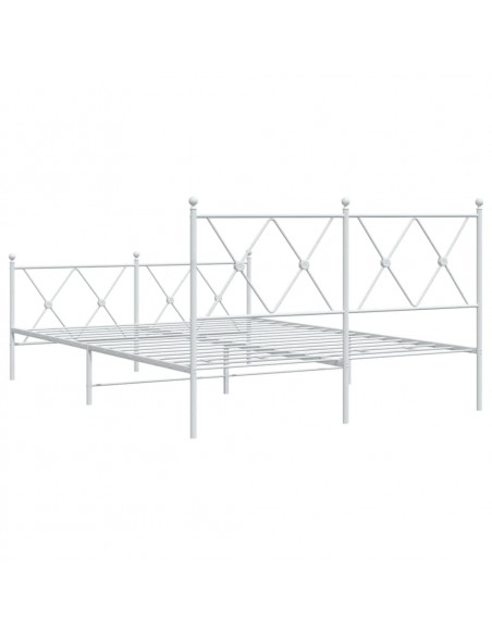 Giroletto con Testiera e Pediera Metallo Bianco 140x190 cm
