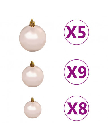 Albero di Natale Preilluminato con Palline Verde 120 cm PVC