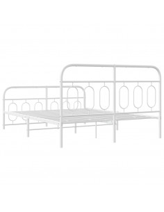 Giroletto con Testiera e Pediera Metallo Bianco 140x190 cm