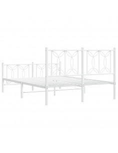 Giroletto con Testiera e Pediera Metallo Bianco 140x190 cm