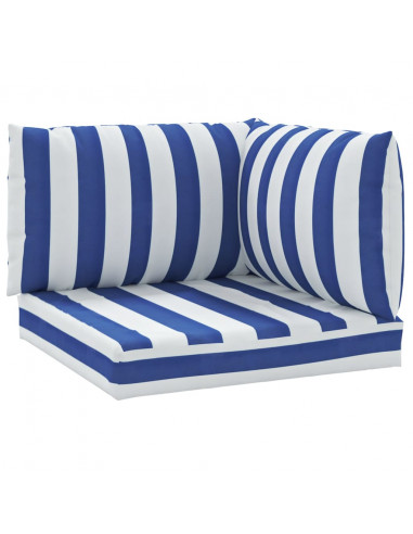 Cuscini per Pallet 3 pz Strisce Blu e Bianche Tessuto Oxford