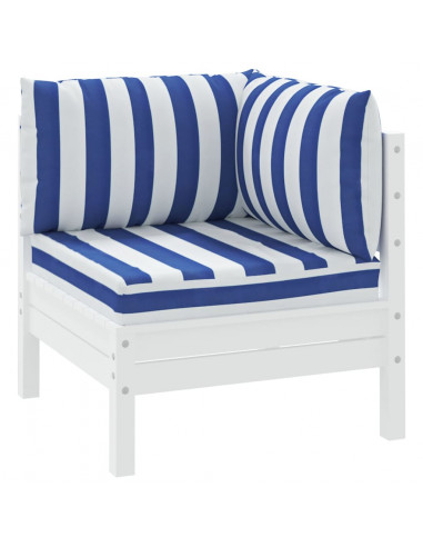 Cuscini per Pallet 3 pz Strisce Blu e Bianche Tessuto Oxford