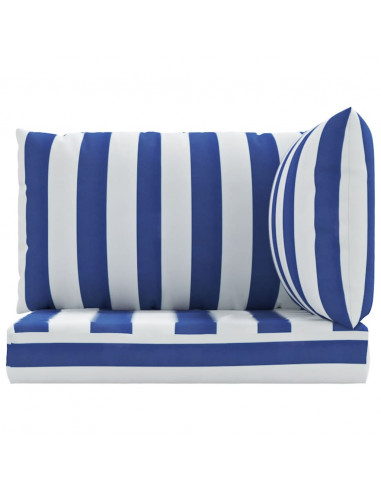 Cuscini per Pallet 3 pz Strisce Blu e Bianche Tessuto Oxford