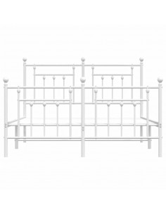 Giroletto con Testiera e Pediera Metallo Bianco 140x190 cm