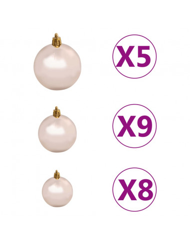 Albero di Natale Preilluminato con Palline Verde 180 cm PVC