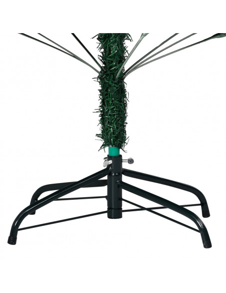 Albero di Natale Preilluminato con Palline Verde 210 cm PVC