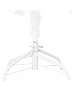 Albero di Natale Preilluminato con Palline Bianco 210 cm PVC 2