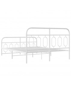 Giroletto con Testiera e Pediera Metallo Bianco 140x200 cm