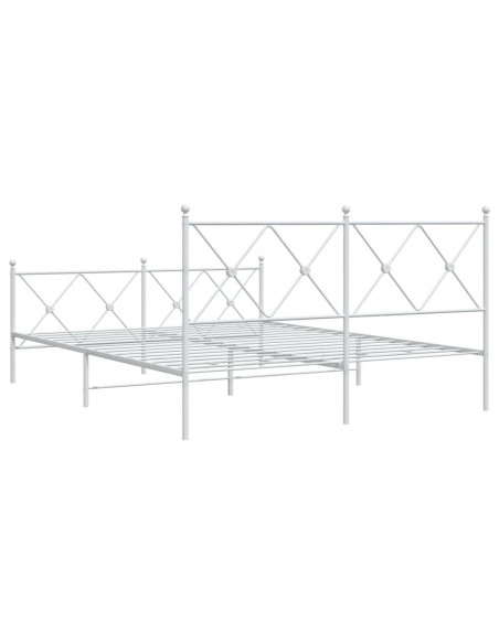 Giroletto con Testiera e Pediera Metallo Bianco 150x200 cm