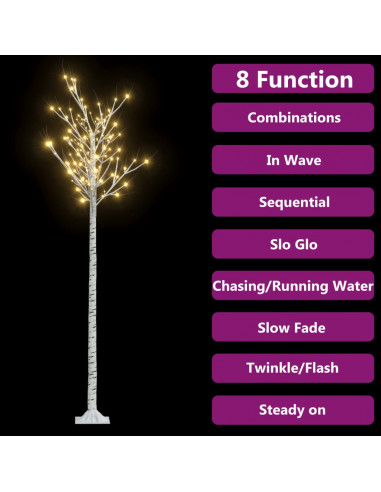 Albero Natale 200 LED 2,2 m Salice Bianco Caldo Interno Esterno