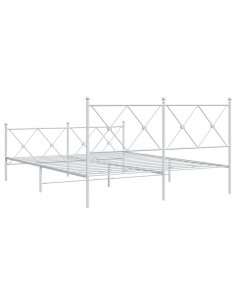 Giroletto con Testiera e Pediera Metallo Bianco 160x200 cm