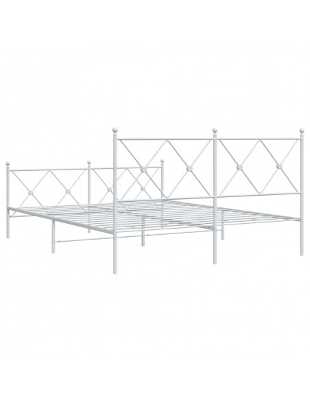Giroletto con Testiera e Pediera Metallo Bianco 160x200 cm