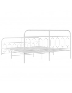 Giroletto con Testiera e Pediera Metallo Bianco 180x200 cm