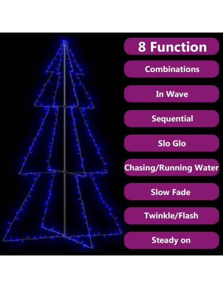 Albero di Natale a Cono 240 LED per Interni Esterni 118x180 cm