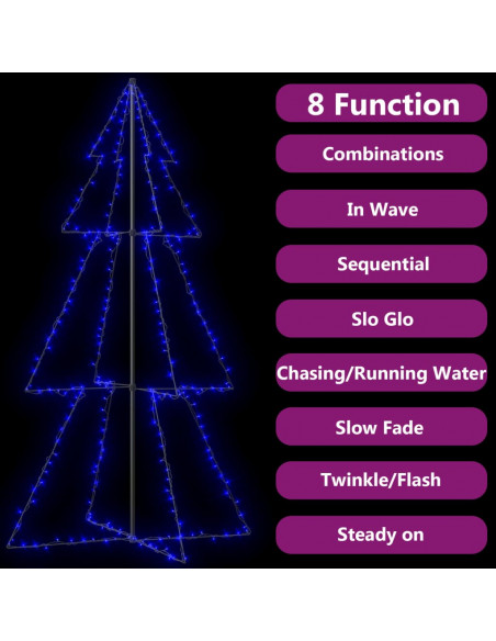 Albero di Natale a Cono 300 LED per Interni Esterni 120x220 cm