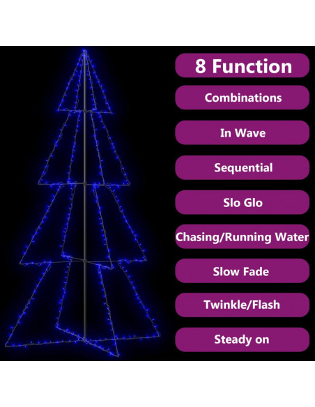 Albero di Natale a Cono 360 LED per Interni Esterni 143x250 cm
