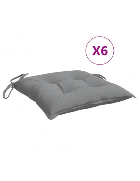 Cuscini per Sedia 6 pz Grigi 50x50x7 cm Tessuto Oxford