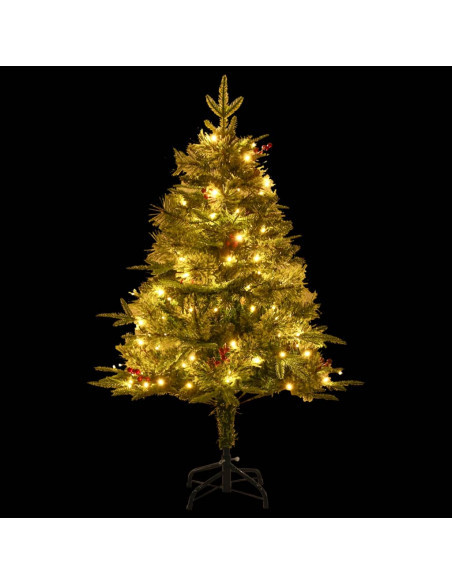 Albero di Natale Preilluminato con Pigne Verde 150 cm PVC e PE