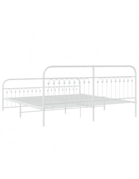 Giroletto con Testiera e Pediera Metallo Bianco 193x203 cm