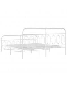Giroletto con Testiera e Pediera Metallo Bianco 193x203 cm