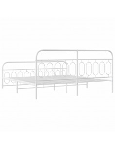 Giroletto con Testiera e Pediera Metallo Bianco 200x200 cm