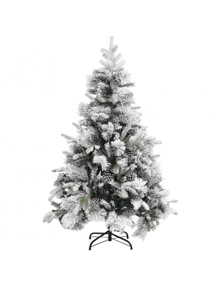 Albero di Natale con Neve Floccata e Pigne 150 cm in PVC e PE