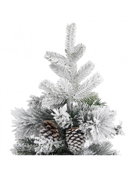 Albero di Natale con Neve Floccata e Pigne 150 cm in PVC e PE