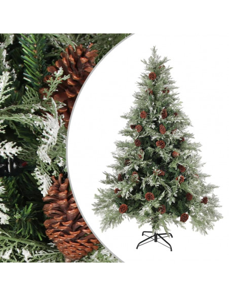 Albero di Natale con Pigne Verde e Bianco 150 cm in PVC e PE