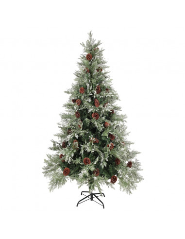 Albero di Natale con Pigne Verde e Bianco 195 cm in PVC e PE