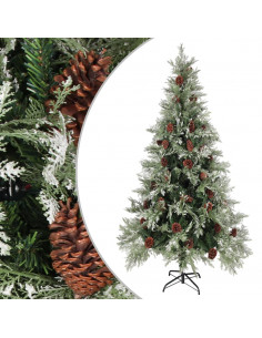 Albero di Natale con Pigne Verde e Bianco 225 cm in PVC e PE 2