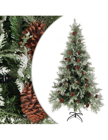Albero di Natale con Pigne Verde e Bianco 225 cm in PVC e PE