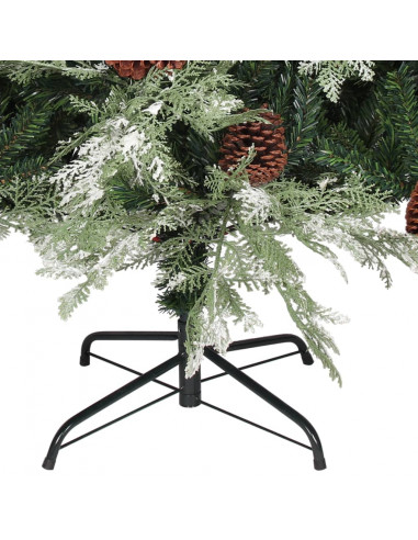 Albero di Natale con Pigne Verde e Bianco 225 cm in PVC e PE