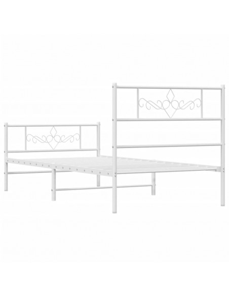 Giroletto con Testiera e Pediera Metallo Bianco 75x190 cm