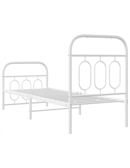 Giroletto con Testiera e Pediera Metallo Bianco 75x190 cm