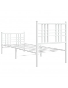 Giroletto con Testiera e Pediera Metallo Bianco 80x200 cm