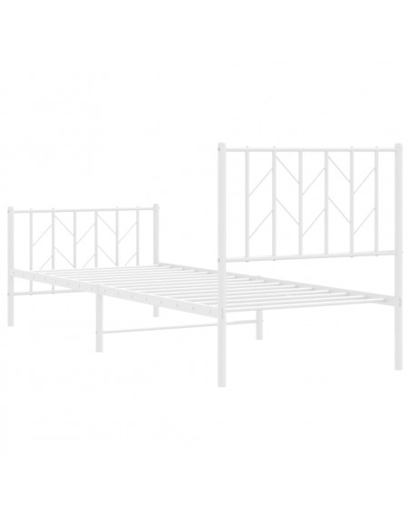 Giroletto con Testiera e Pediera Metallo Bianco 80x200 cm