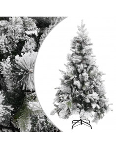 Albero di Natale con Neve Floccata e Pigne 195 cm PVC e PE 2
