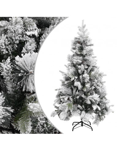 Albero di Natale con Neve Floccata e Pigne 195 cm PVC e PE