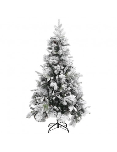 Albero di Natale con Neve Floccata e Pigne 195 cm PVC e PE