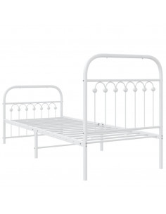 Giroletto con Testiera e Pediera Metallo Bianco 80x200 cm