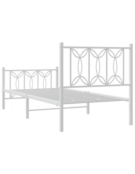 Giroletto con Testiera e Pediera Metallo Bianco 80x200 cm